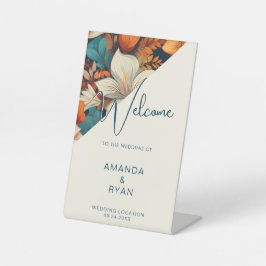 Elegante Tropical Floral Blume Muster Hochzeit Sockelschild