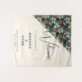 Elegante Tropical Floral Blume Muster Hochzeit Wandteppich (Vorderseite (Horizontal))