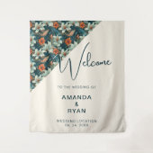 Elegante Tropical Floral Blume Muster Hochzeit Wandteppich (Vorderseite)