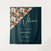 Elegante Tropical Floral Blume Muster Hochzeit Wandteppich (Vorderseite)