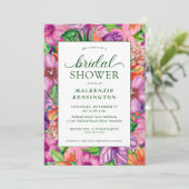 Elegante Tropical Floral Bridal Dusche Einladung (Stehend Vorderseite)