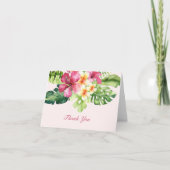 Elegante Tropical Floral Pink Danke Karte (Vorderseite)