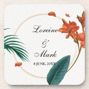 Elegante Tropical Floral Wedding Getränkeuntersetzer