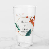 Elegante Tropical Floral Wedding Glas (Rückseite)