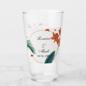Elegante Tropical Floral Wedding Glas (Vorderseite)
