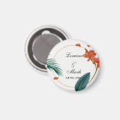 Elegante Tropical Floral Wedding Magnet (Vorderseite/Rückseite)
