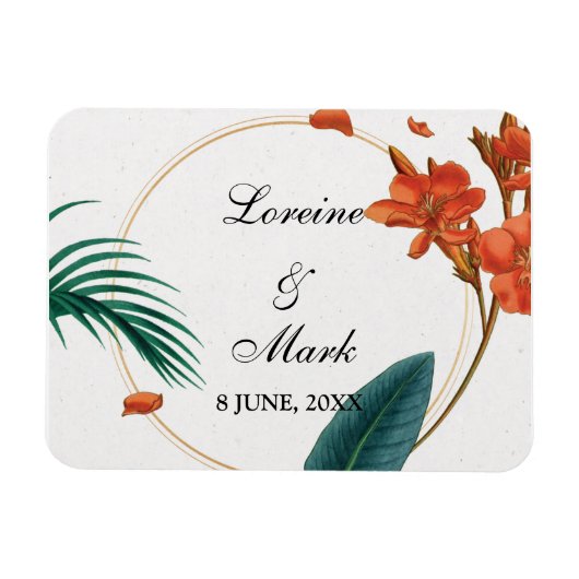 Elegante Tropical Floral Wedding Magnet (Horizontal)