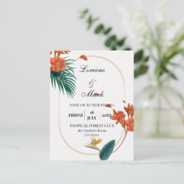 Elegante Tropical Floral Wedding Postkarte
