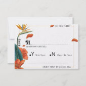 Elegante Tropical Floral Wedding RSVP Karte (Vorderseite)