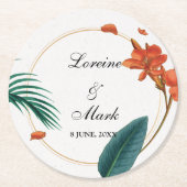 Elegante Tropical Floral Wedding Runder Pappuntersetzer (Vorderseite)
