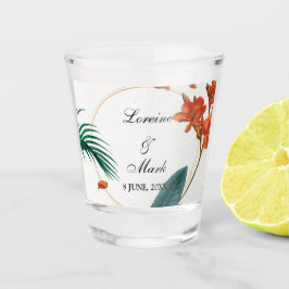 Elegante Tropical Floral Wedding Schnapsglas