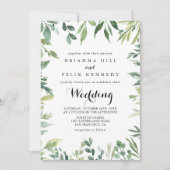 Elegante Tropical Foliage Front & Back Wedding Einladung (Vorderseite)
