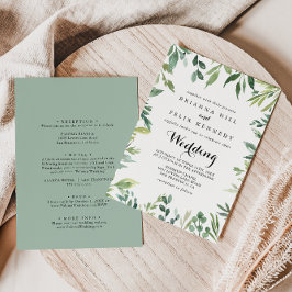 Elegante Tropical Foliage Front & Back Wedding Einladung