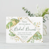 Elegante Tropical Gold Bridal Brunch Dusche Einladung (Stehend Vorderseite)