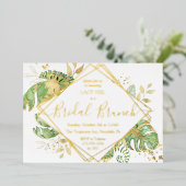 Elegante Tropical Gold Bridal Brunch Dusche Gold Folieneinladung (Stehend vorne)