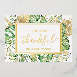 Elegante Tropical Gold Foil Wedding Dankeschön Car Folieneinladung