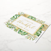 Elegante Tropical Gold Foil Wedding Dankeschön Car Folieneinladung (Gedreht)