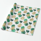 Elegante Tropical Gold & Green Monstera Blätter Geschenkpapier (Ungerollt)