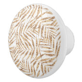 Elegante Tropical Gold Palm Blätter Keramikknauf (Rechts)