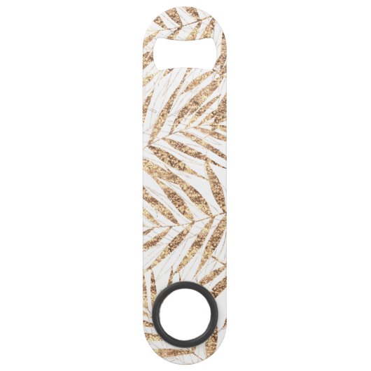 Elegante Tropical Gold Palm Blätter Speed Flaschenöffner (Vorderseite)