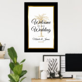 Elegante Tropical Gold Palm Tree Wedding Willkomme Poster (Heimbüro)