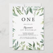 Elegante Tropical Green First Birthday Party Einladung (Vorderseite)