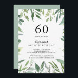 Elegante Tropical Green Foliage 60. Geburtstagspar Einladung<br><div class="desc">Dieses elegante tropische Grün-Blatt 60. Geburtstagsfest lädt zu einer modernen Geburtstagsparty ein. Dieses handgezeichnet Design zeichnet sich durch Aquarellfarben schöne grüne Blätter aus.</div>