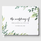 Elegante Tropical Green Foliage Calligraphy Weddin Gästebuch (Vorderseite)