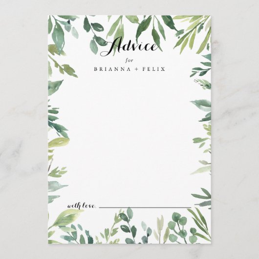 Elegante Tropical Green Foliage Calligraphy Weddin Hinweiskarte (Vorderseite)