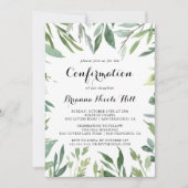 Elegante Tropical Green Foliage Confirmation Einladung (Vorderseite)
