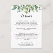 Elegante Tropical Green Foliage Hochzeitdetails Begleitkarte (Vorderseite)