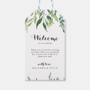 Elegante Tropical Green Foliage Wedding Willkommen Geschenkanhänger