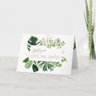 Elegante Tropical Green Gold Foliage Hochzeit Einladung
