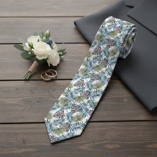 Elegante Tropical Green Palm Tree Blätter Sommer-A Krawatte