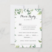 Elegante Tropical Green Wedding Menu UAWG RSVP Karte (Vorderseite)