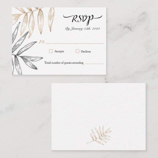 Elegante Tropical Greenerity Wedding RSVP Card Mitteilungskarte (Vorne/Hinten)