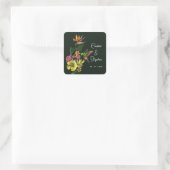 Elegante Tropical Hummingbird Floral Summer Weddin Quadratischer Aufkleber (Tasche)