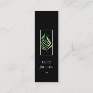 Elegante Tropical Leaf Black Mini Business Card Visitenkarte