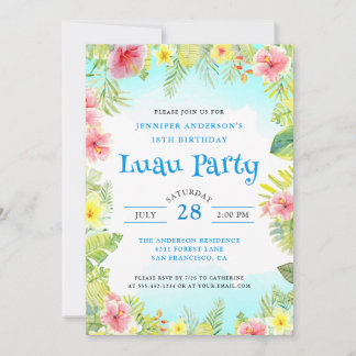 Elegante Tropical Luau Geburtstagsparty Einladung