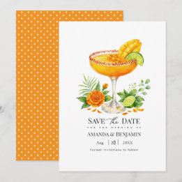Elegante Tropical Mango Margarita Hochzeit Save The Date