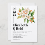 Elegante Tropical Mediterranean Citrus Wedding Einladung (Vorderseite)