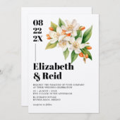 Elegante Tropical Mediterranean Citrus Wedding Einladung (Vorne/Hinten)