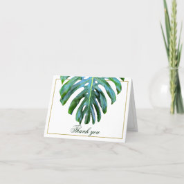 Elegante Tropical Monstera Leaf Gold Beach Hochzei Dankeskarte