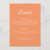 Elegante Tropical Orange Wedding Details Begleitkarte (Vorderseite)