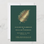 Elegante Tropical Palm Blätter Green Gold Save The Date (Rückseite)