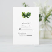 Elegante Tropical Palm Blätter Hochzeit RSVP Antwo (Stehend Vorderseite)