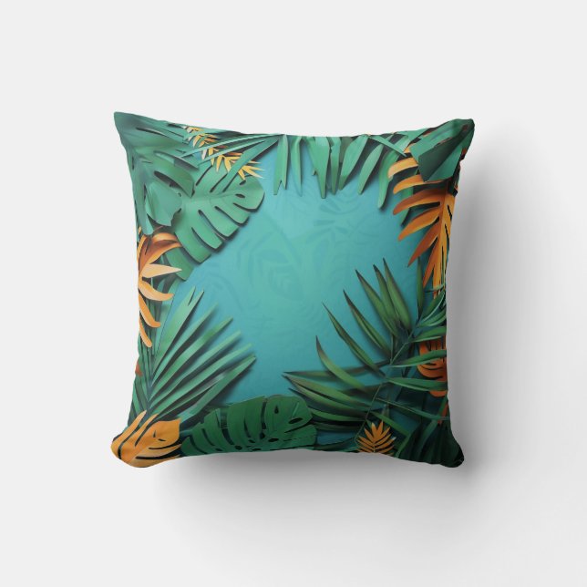 Elegante Tropical Palm Leaf Print Kissen (Vorderseite)