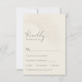 Elegante Tropical Palm Leaf UAWG Response Card RSVP Karte (Vorderseite)