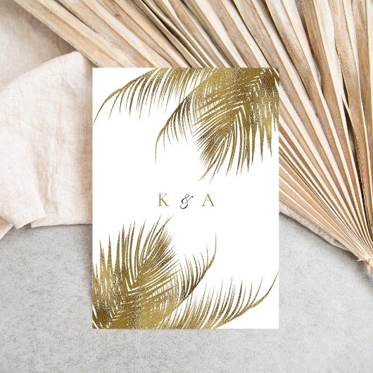 Elegante Tropical Palm Tree Beach Hochzeit Probe Einladung