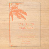 Elegante Tropical Palm Tree Wedding Acryleinladungen (Vorderseite)